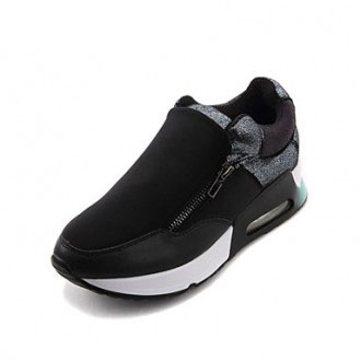 Womens Shoes Leather/Fabric Flat Heel Comfort Fashion Sneakers Outdoor/Athletic/Casual Black - Fashion Womens Shoes